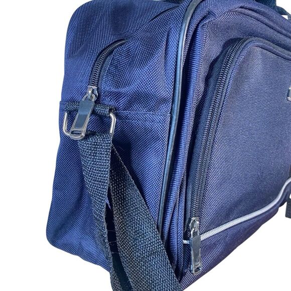 Skyline Navy Canvas Carry On Travel Bag Adjustable Shoulder Strap Zip Closures - Picture 4 of 9